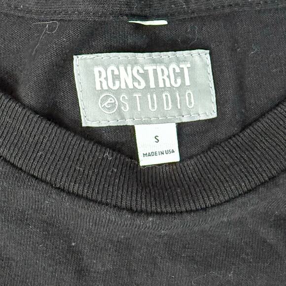 Post Malone Black Yellow Sunflower Cropped Pocket Upcycled Tee size S RCNSTRCT - Picture 3 of 8